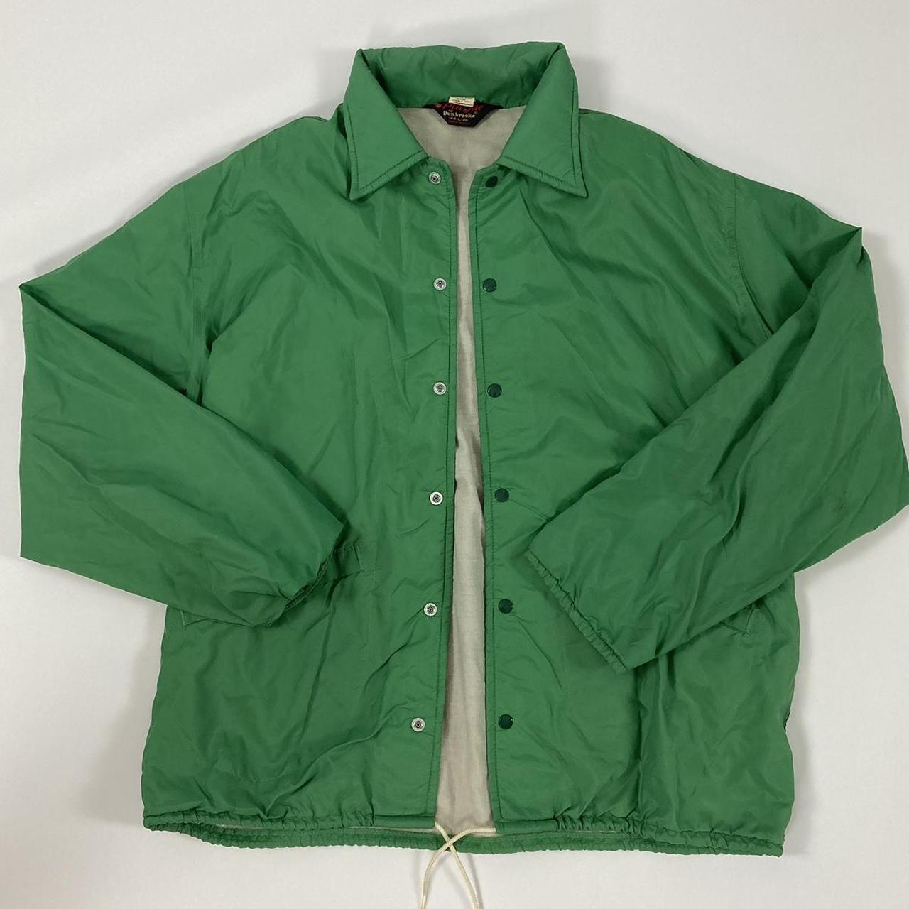 Vintage mens green snap front windbreaker jacket No... - Depop