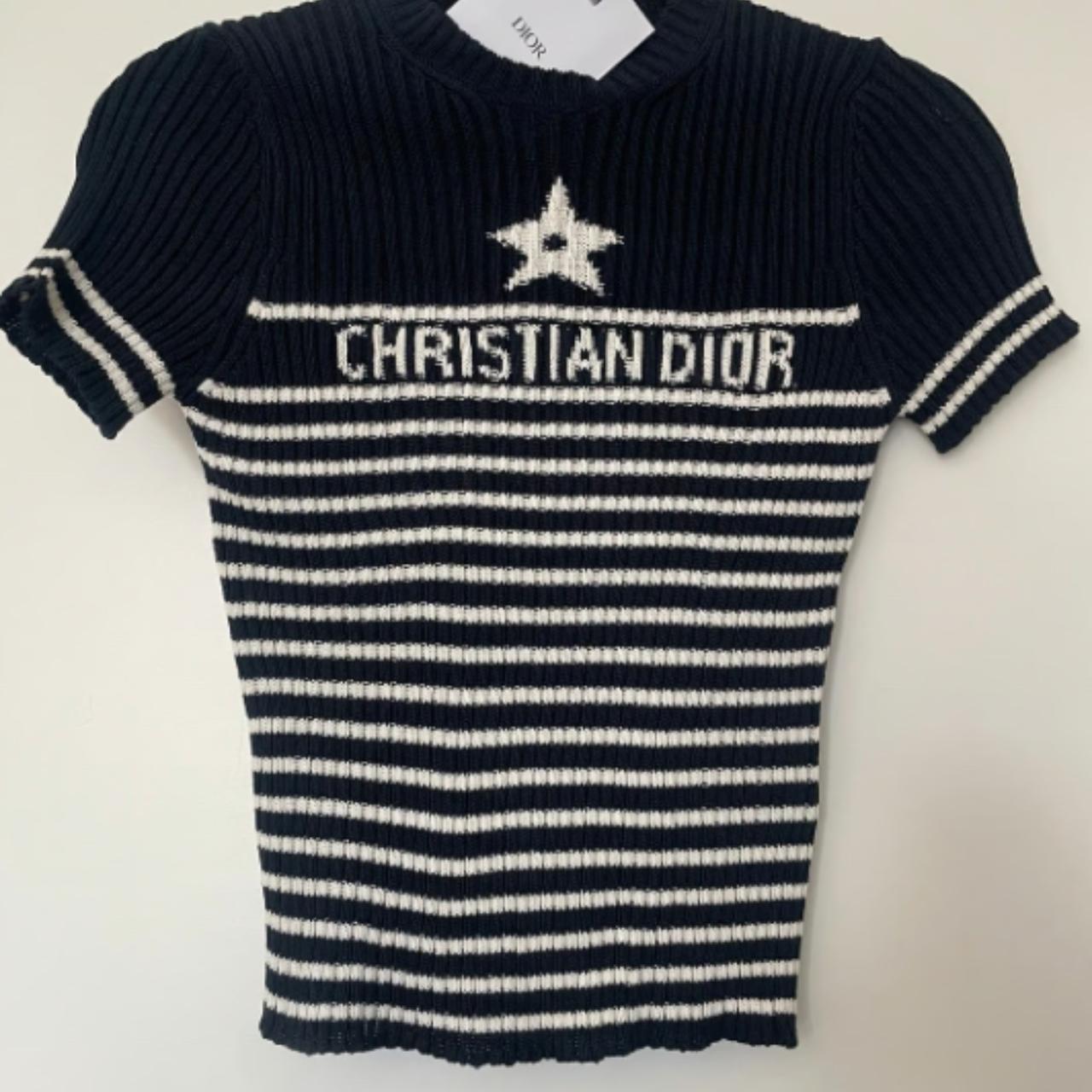 Christian store Dior Striped Knit Sweater