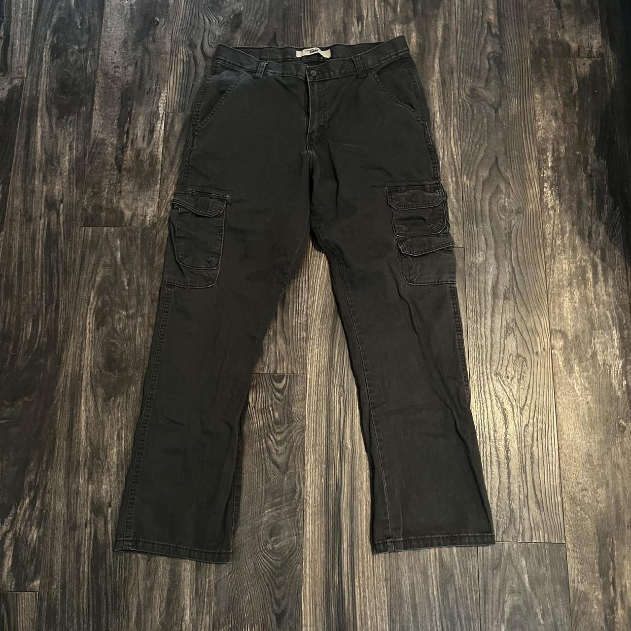 Wrangler Men's Black and Grey Trousers | Depop