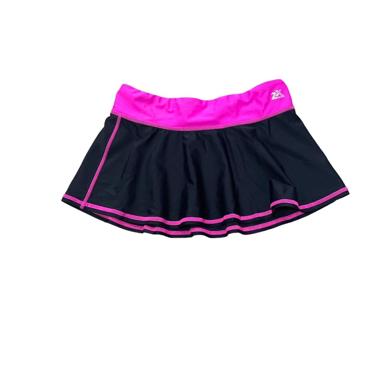 black and pink mini swim skirt. size 10y but would... - Depop