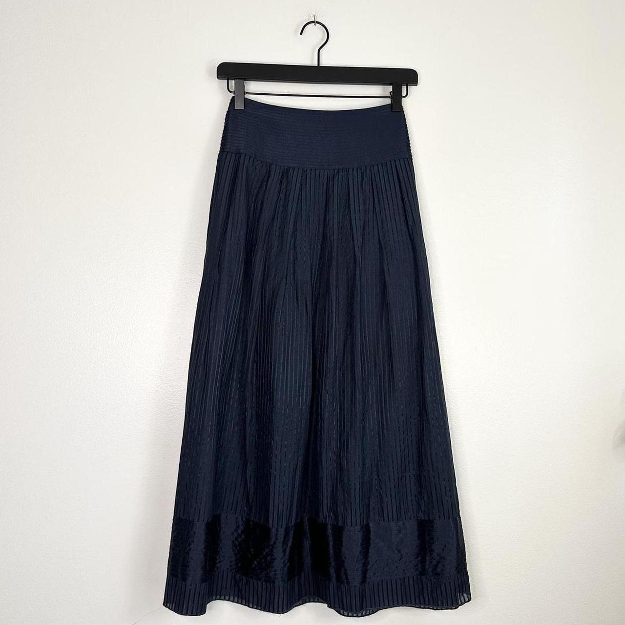 Sleek midnight silk blend skirt in navy blue.... - Depop