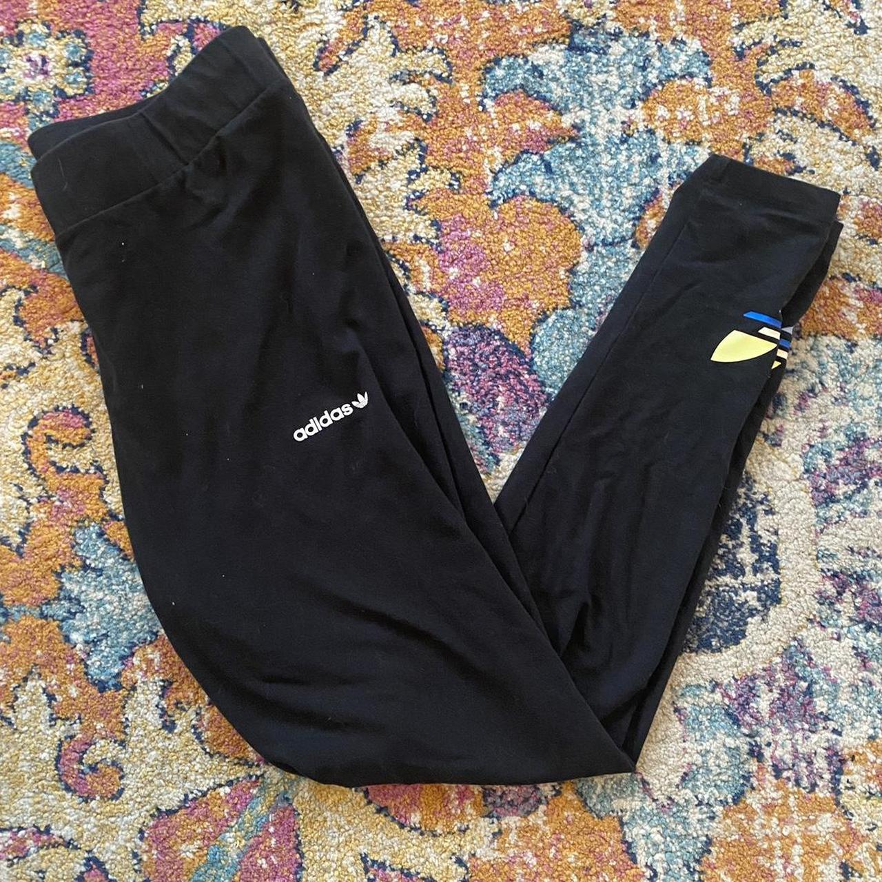 Adidas gym yoga pants sweatpants with ankle logo design - Depop
