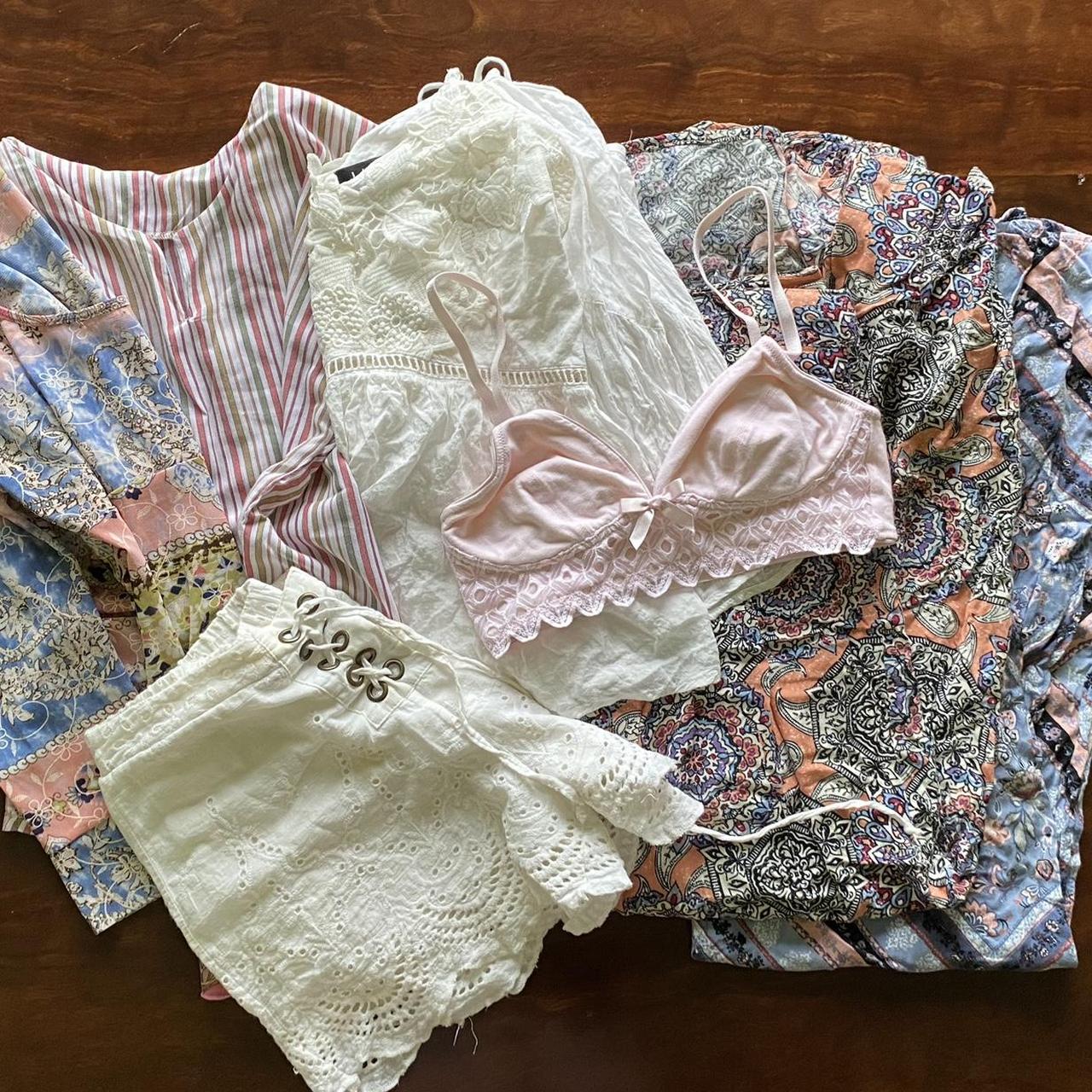 Boho bundle • pink blue and white • free shipping... - Depop