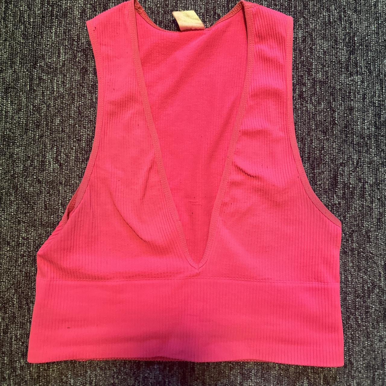 Neon pink urban josie ribbed crop vest top size
