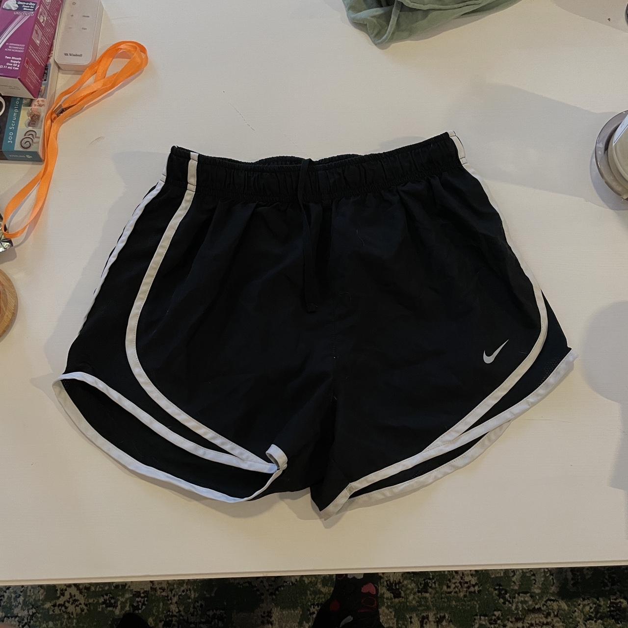 Black nike shorts with white trim hotsell