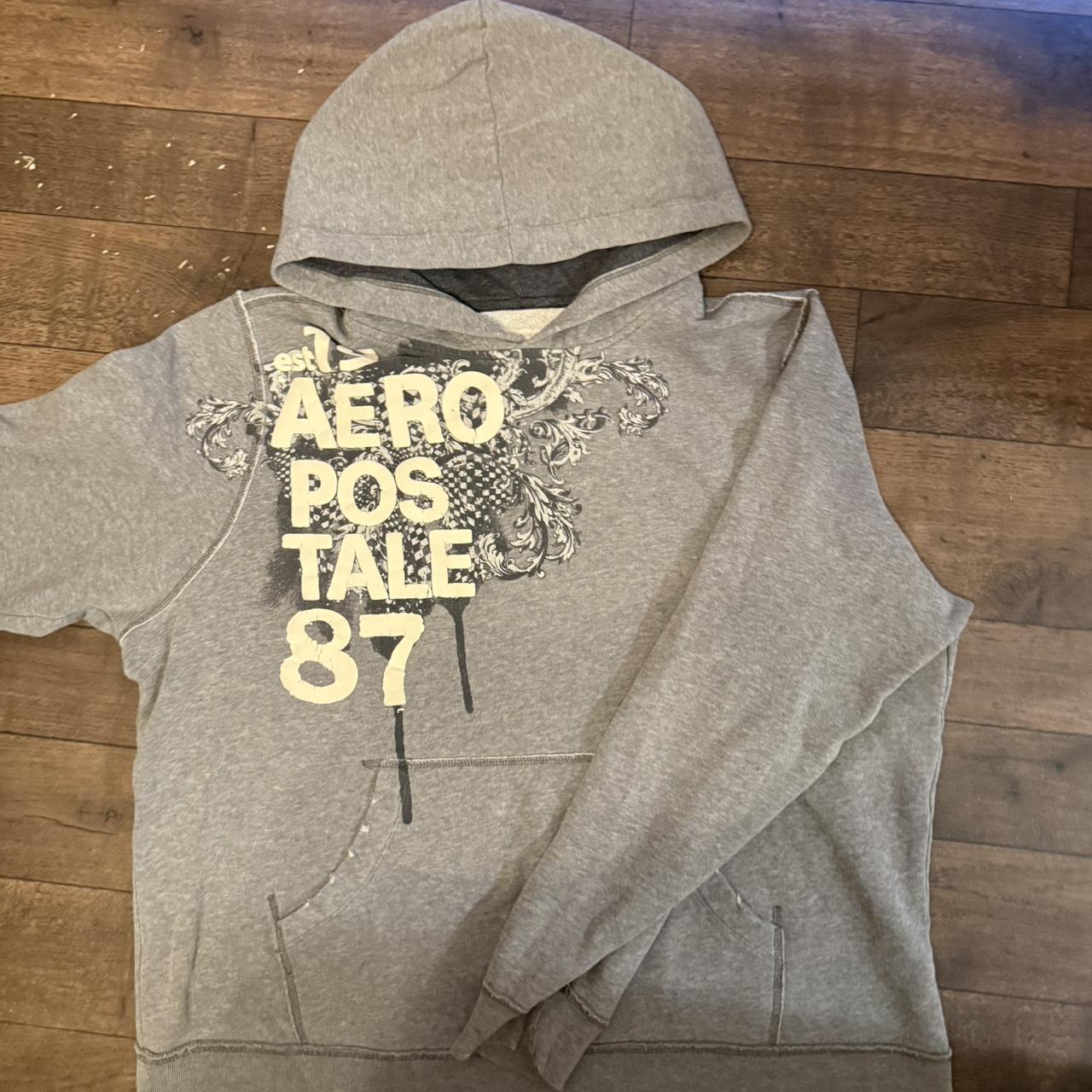 Aeropostale Men's Hoodie Grey XL – Grey Aeropostale vintage