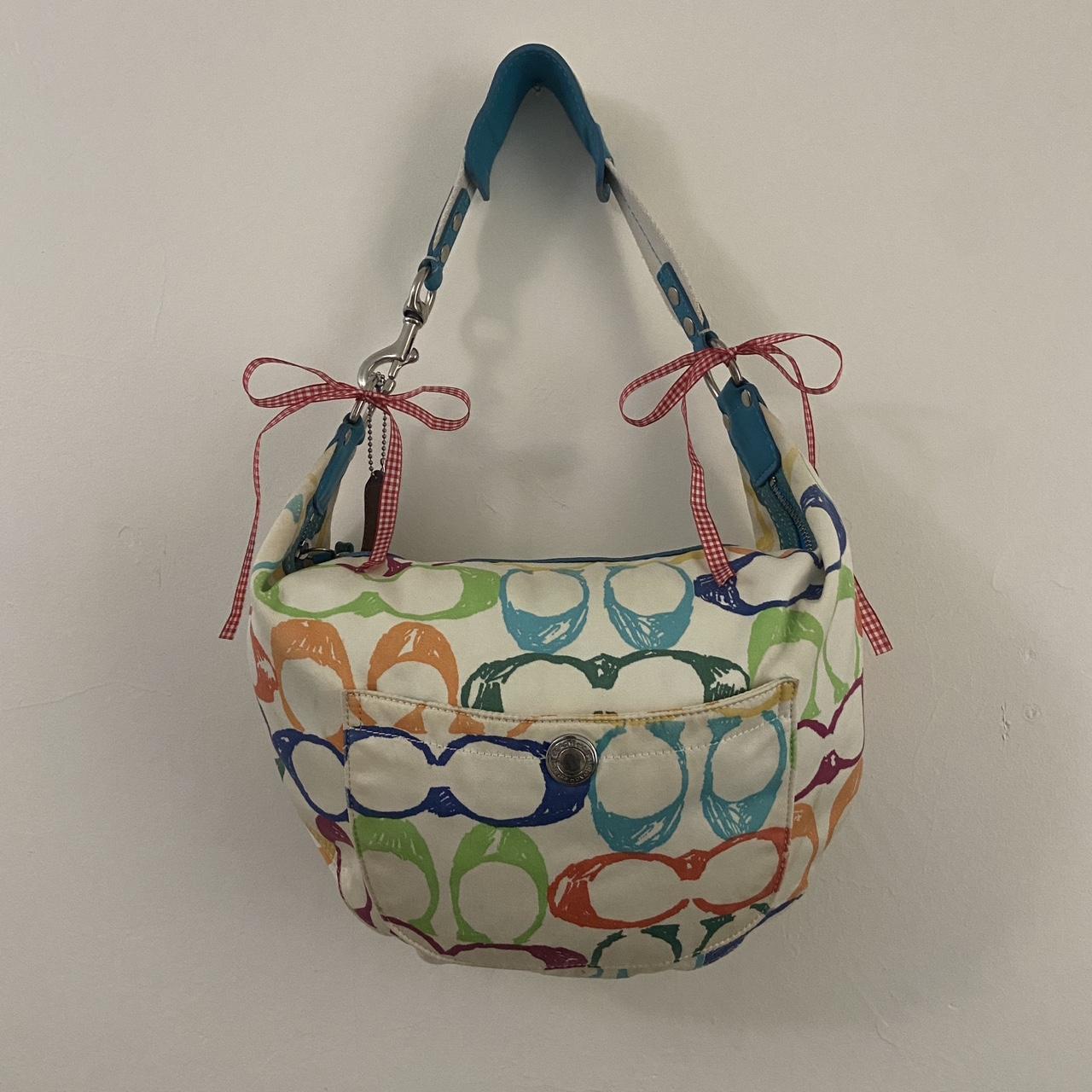 🎀🍒Y2K Colorful Coach Shoulder Bag with Red Coach | Depop