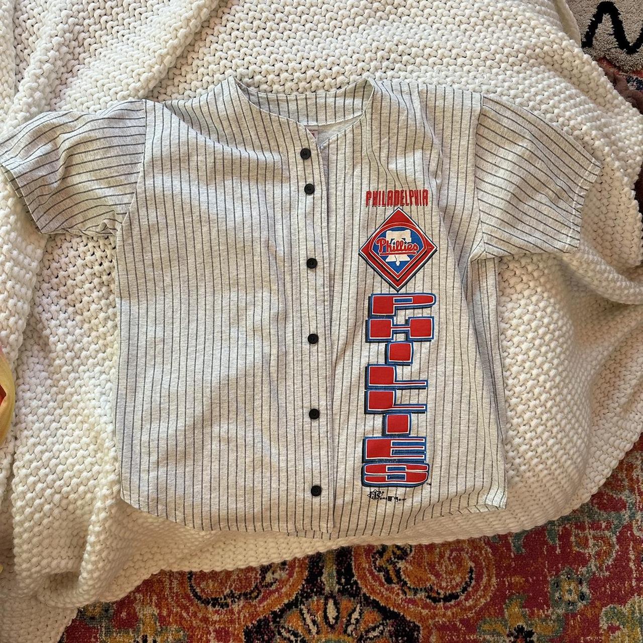 Phillies Button Up Jersey Red & white In - Depop