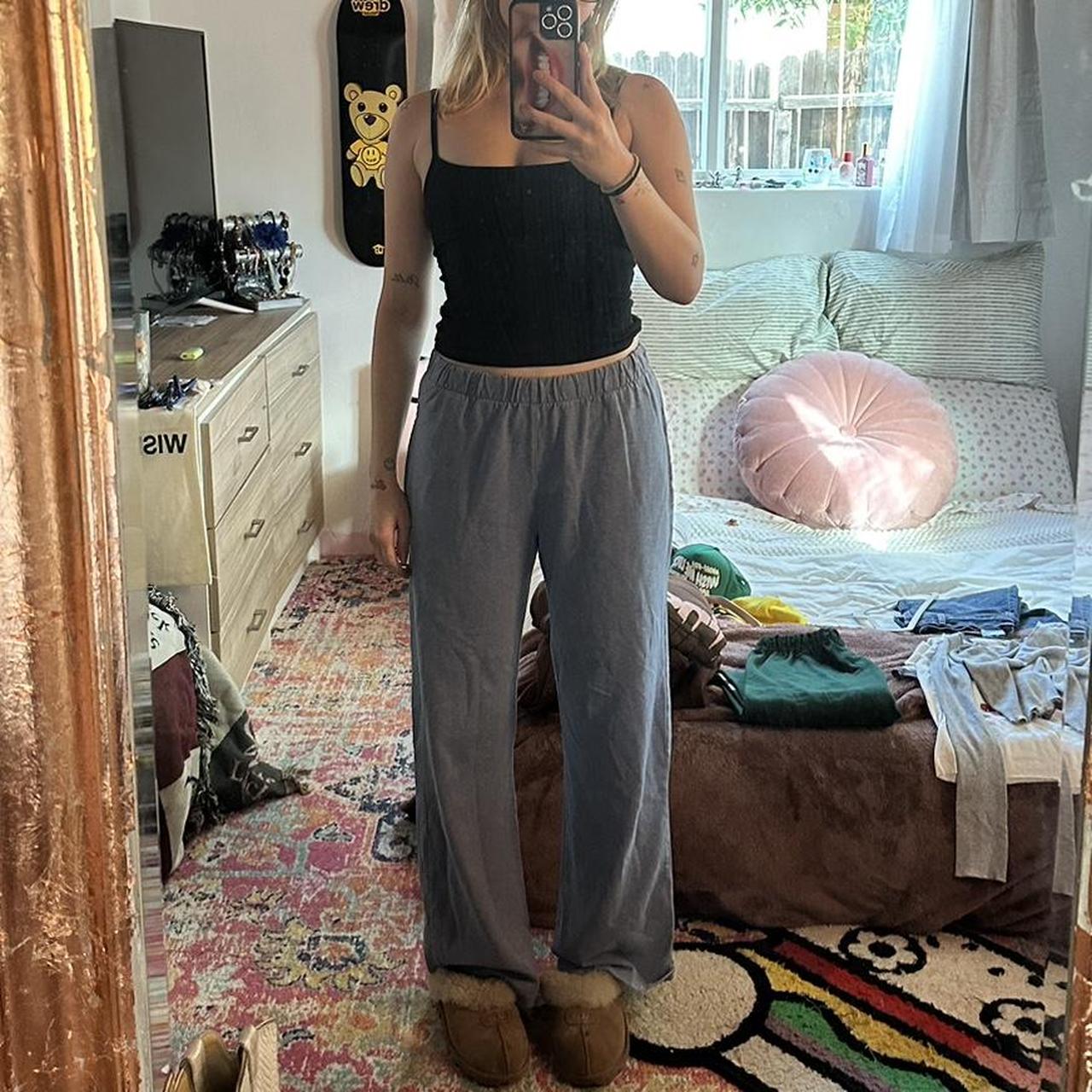 Brandy Melville Blue Flared Sweatpants Small Hole Depop