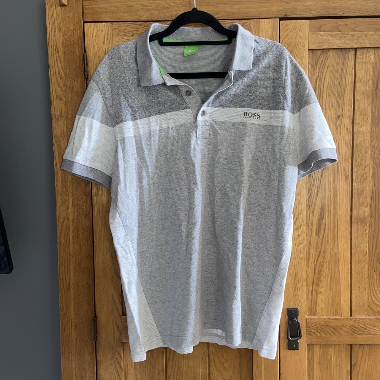 HUGO BOSS GREY POLO Size L Condition 8/10 WANT... - Depop