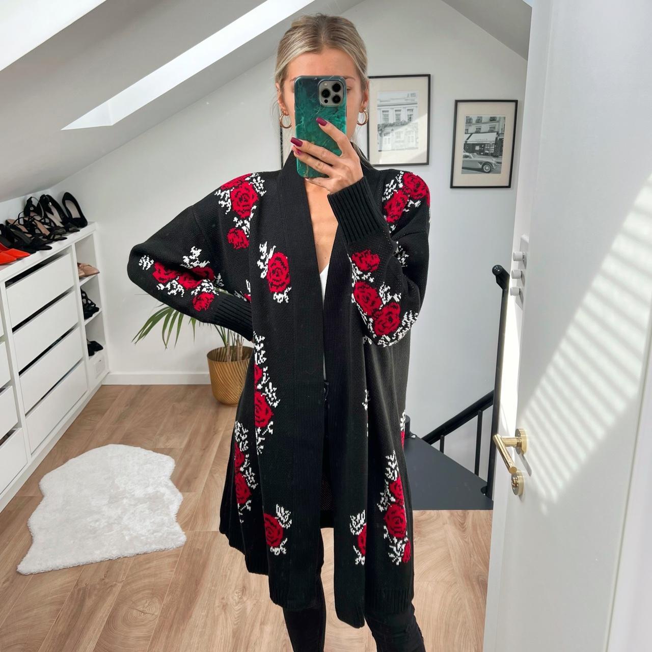 Rose shop print cardigan