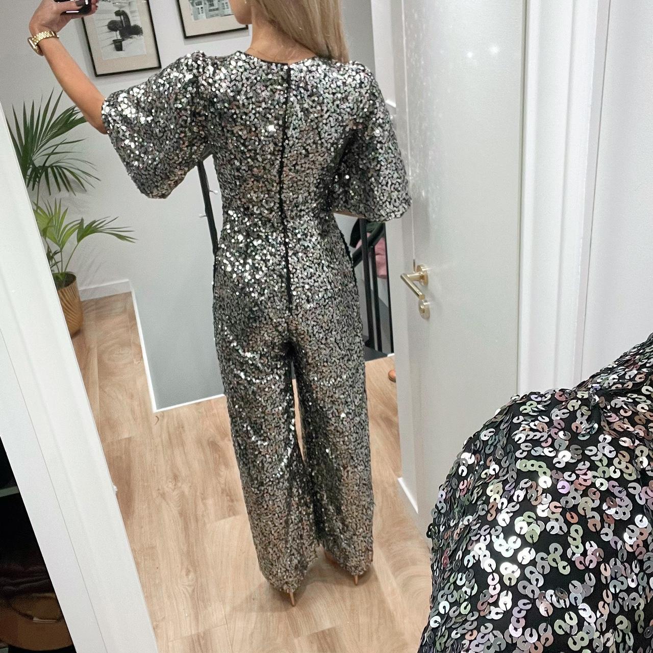 Oliver Bonas Silver Black Sequin Short Sleeve... Depop