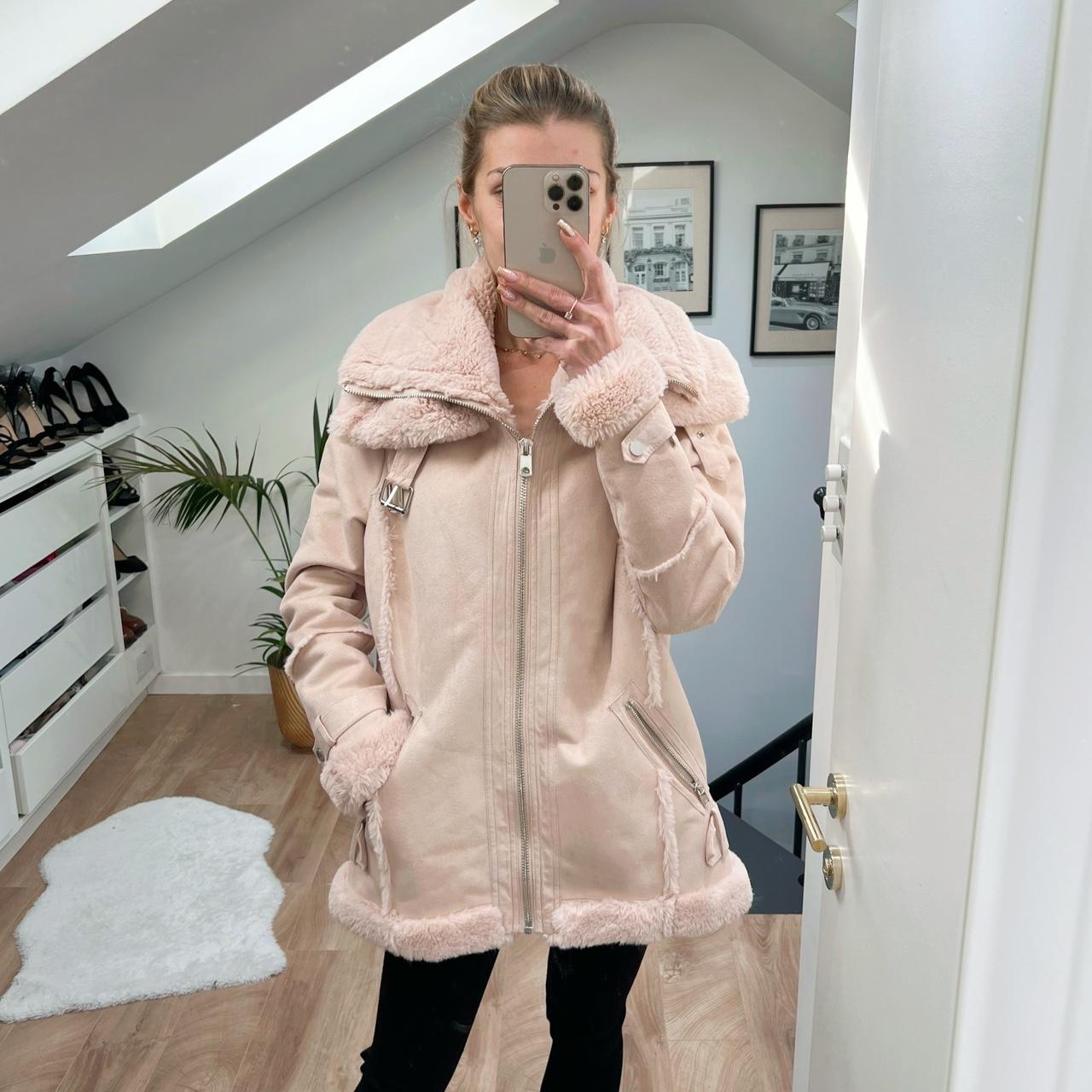 River island sale pink teddy coat