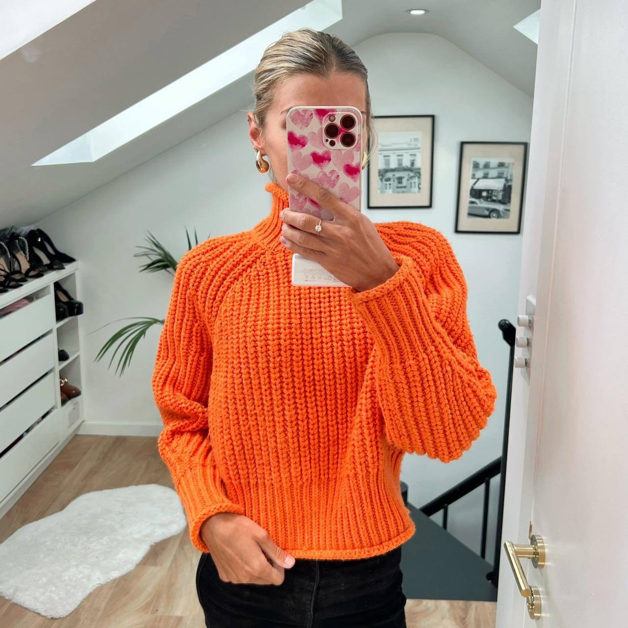 H M Orange high neck chunky Long Sleeve Loose warm. Depop