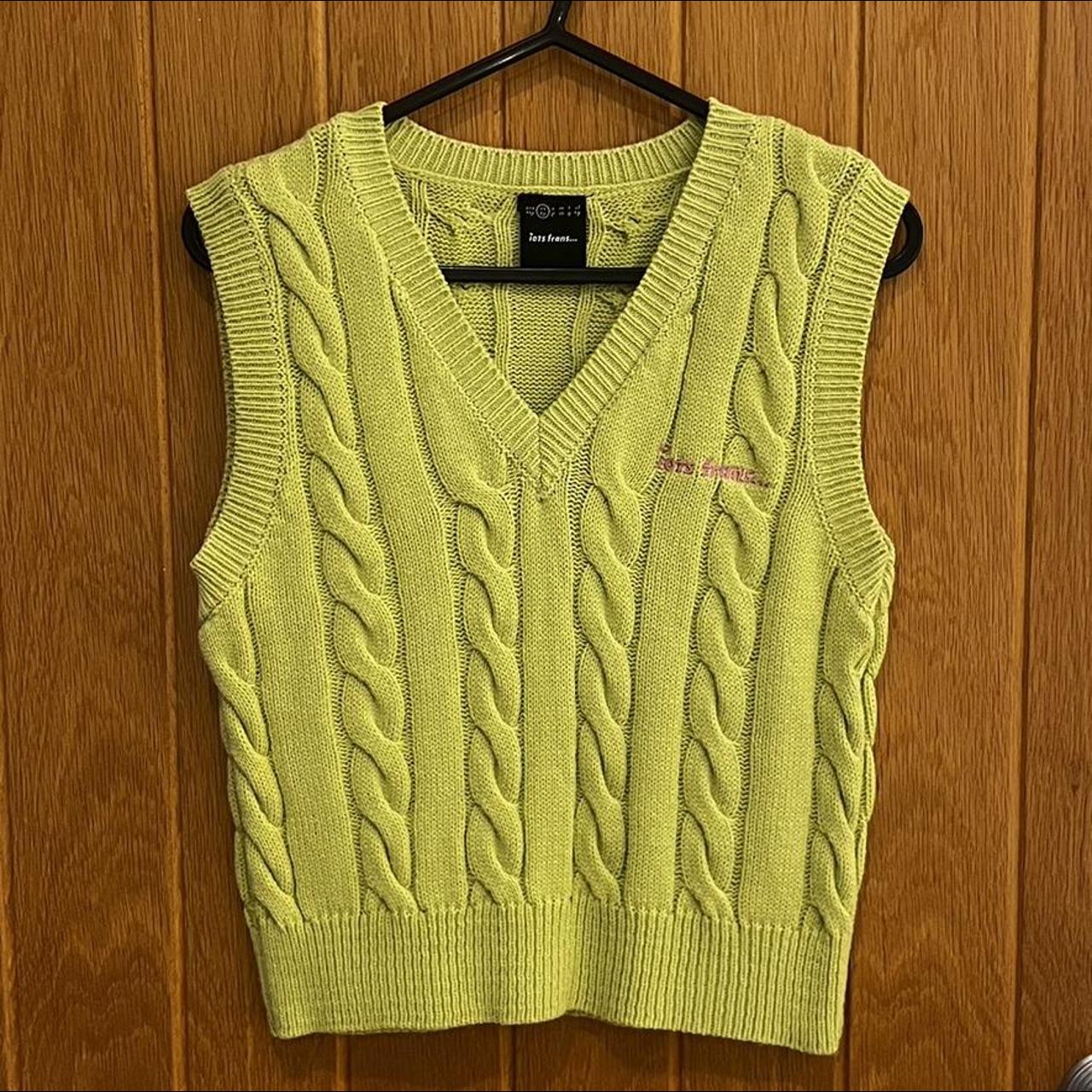 Urban Outfitters green sweater vest Iets frans pink... - Depop