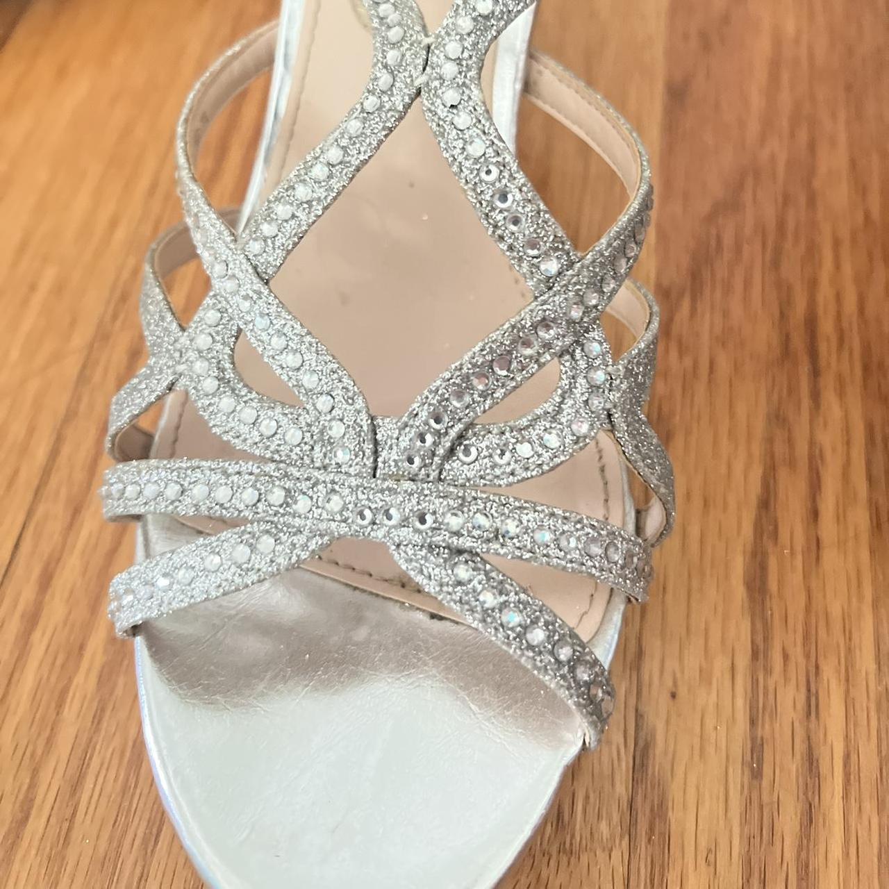 nina silver strappy heels