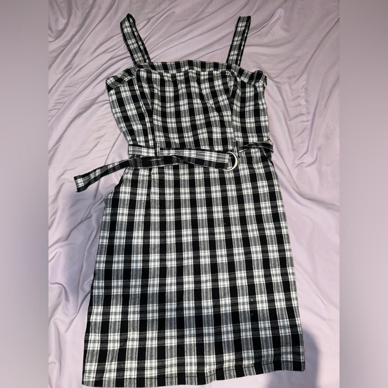 Hollister mini belted dress in black plaid