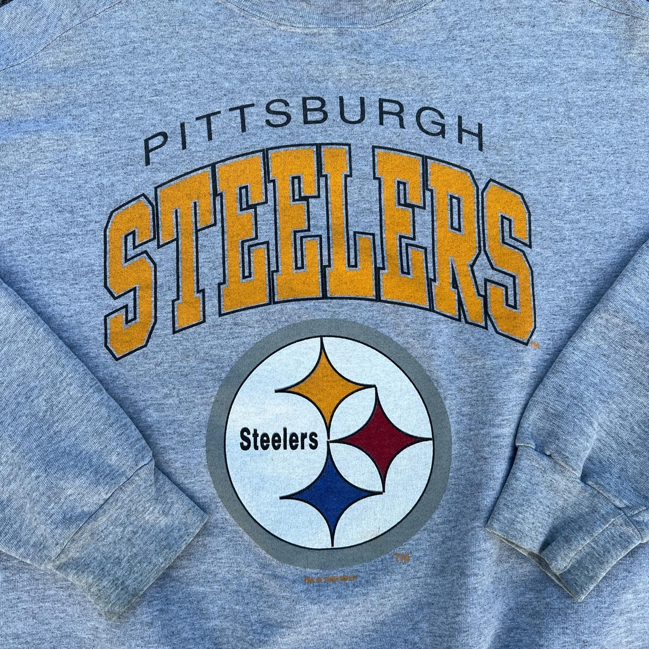 Vintage Pittsburgh Steelers Sweatshirt Grey Vintage - Depop