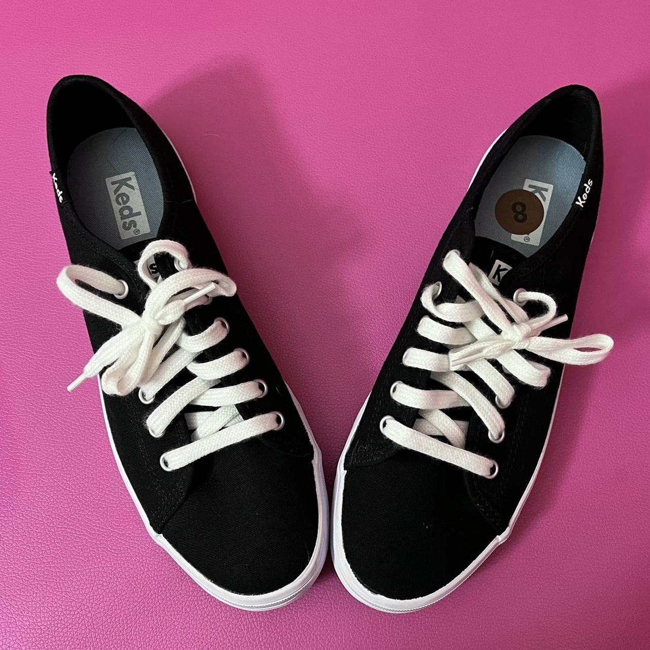 Black Keds lace up canvas sneakers size 8. Worn once... - Depop