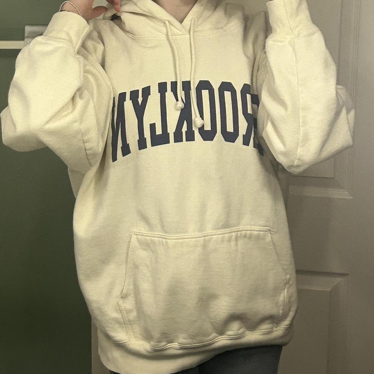 brandy melville christy hoodie cream colored with... - Depop