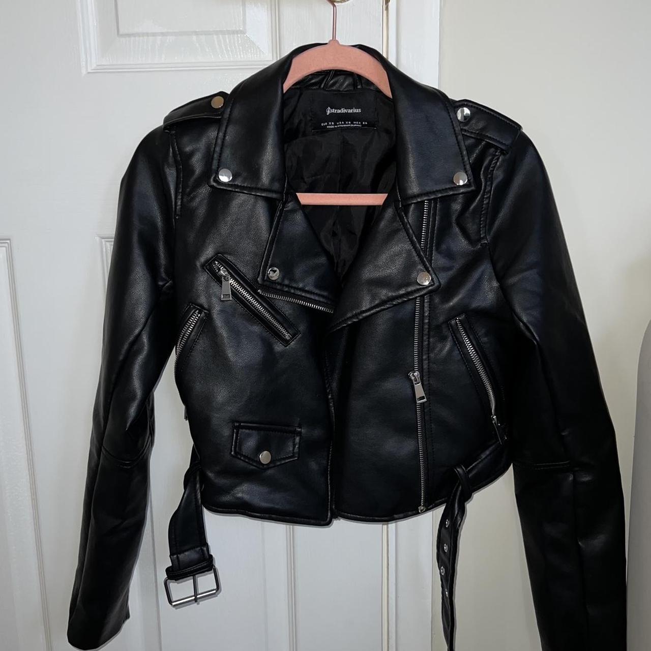 Stradivarius black 2024 leather jacket