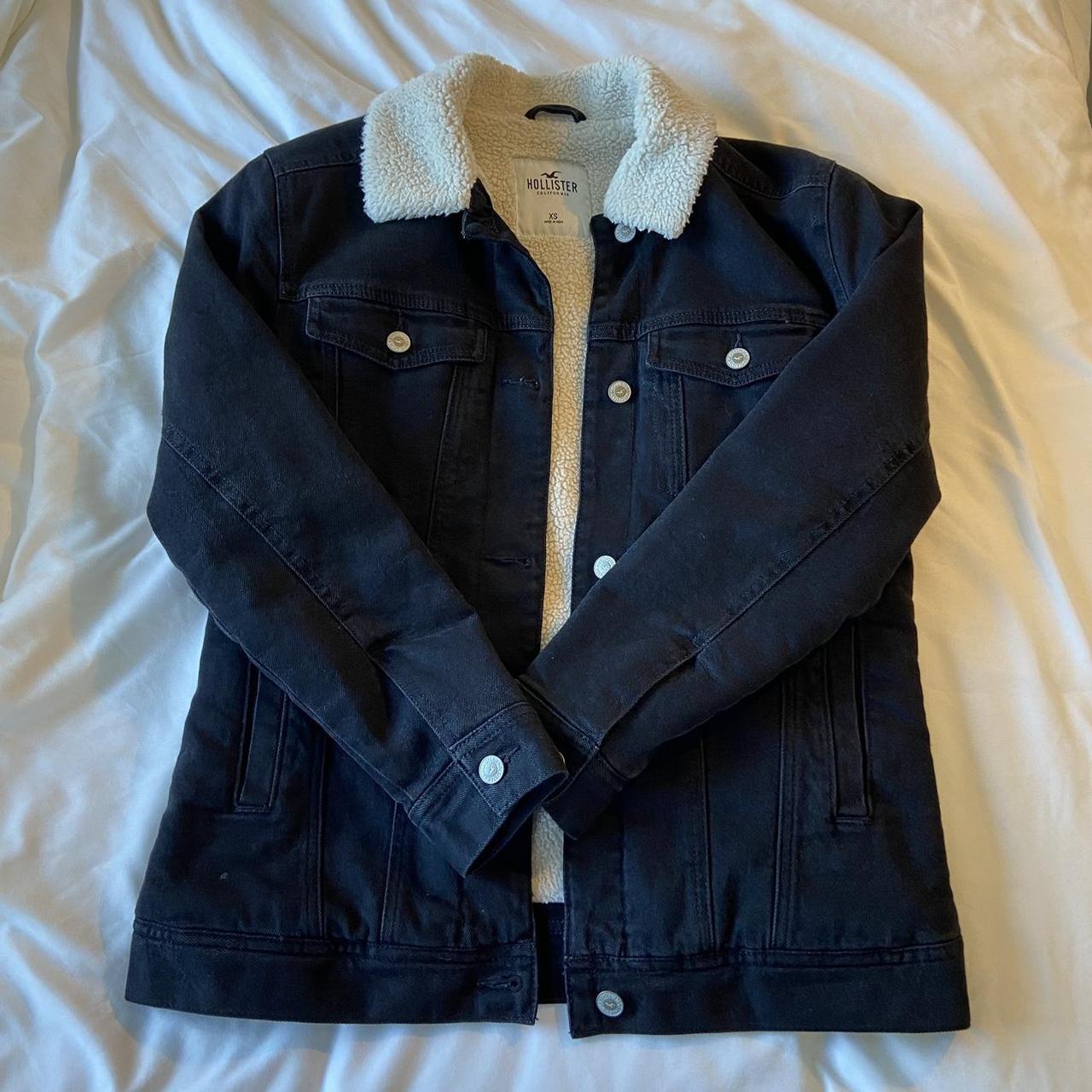 Hollister black denim jacket best sale