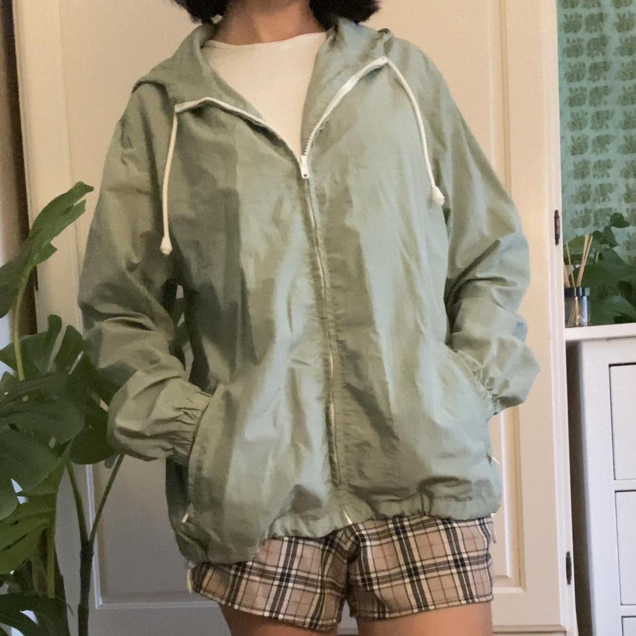 Brandy Melville Sage green Raincoat Hoodie style... Depop