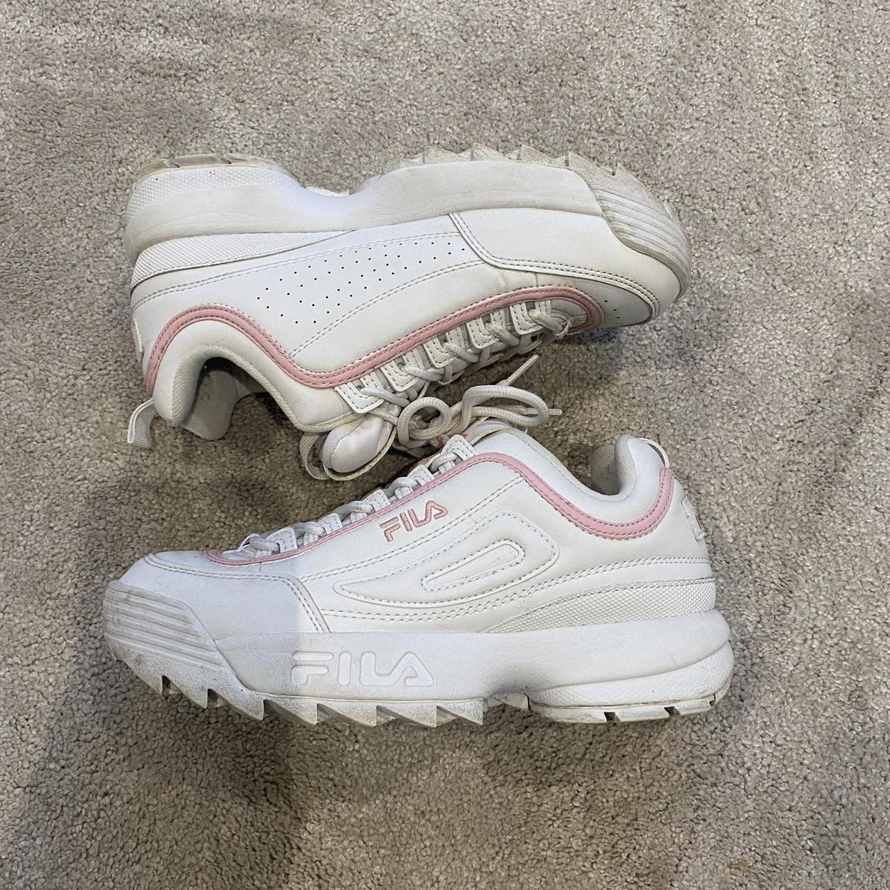 White baby pink Fila Disruptor II UK Size 5 Very