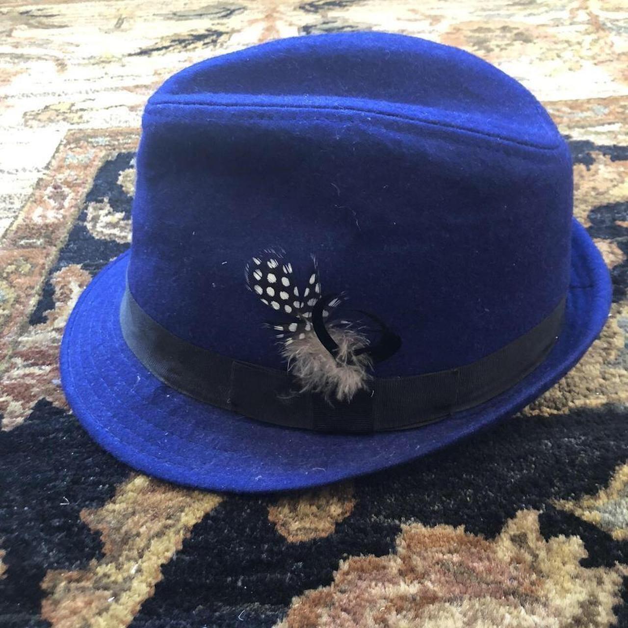 Royal Blue Felt Fedora Hat With Black Trim And Depop 2785