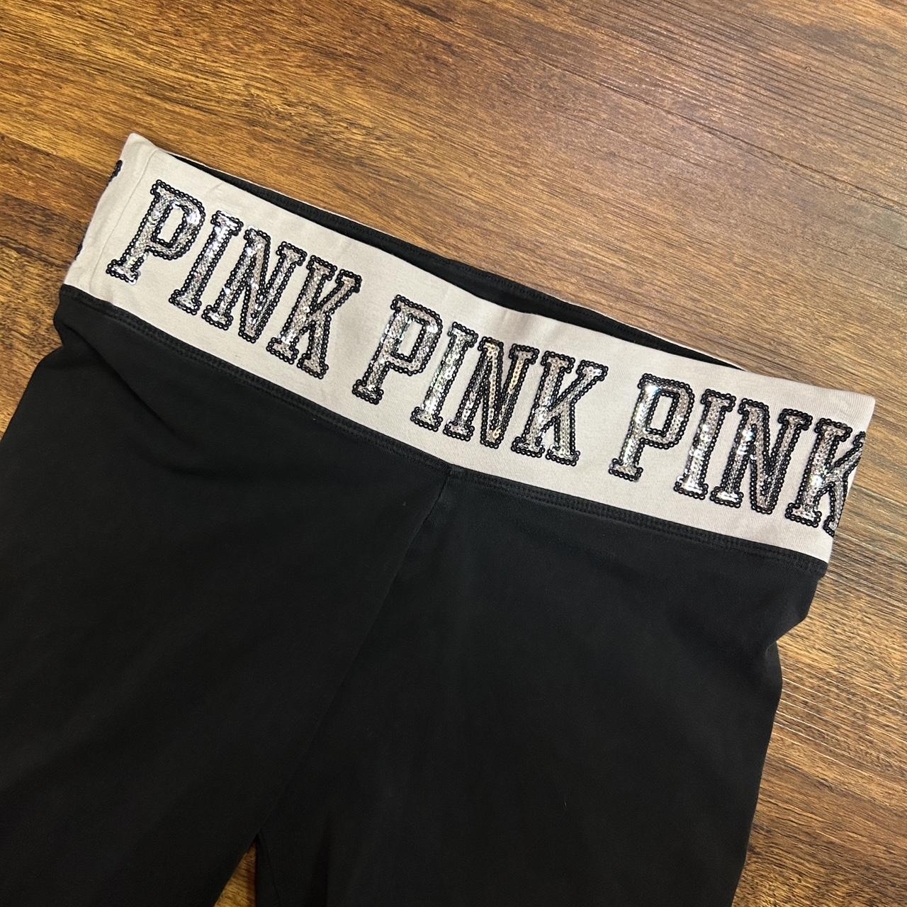 VS Pink yoga leggings. The waistband has PINK - Depop