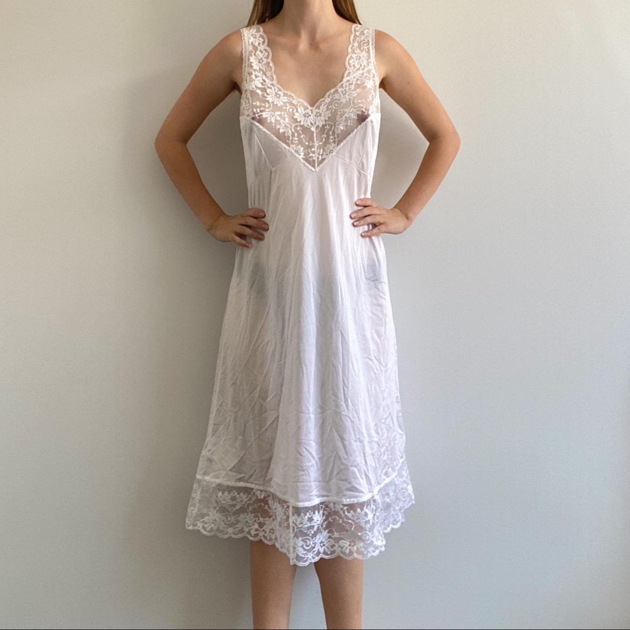 Vintage white slip dress Size 16 would fit... Depop