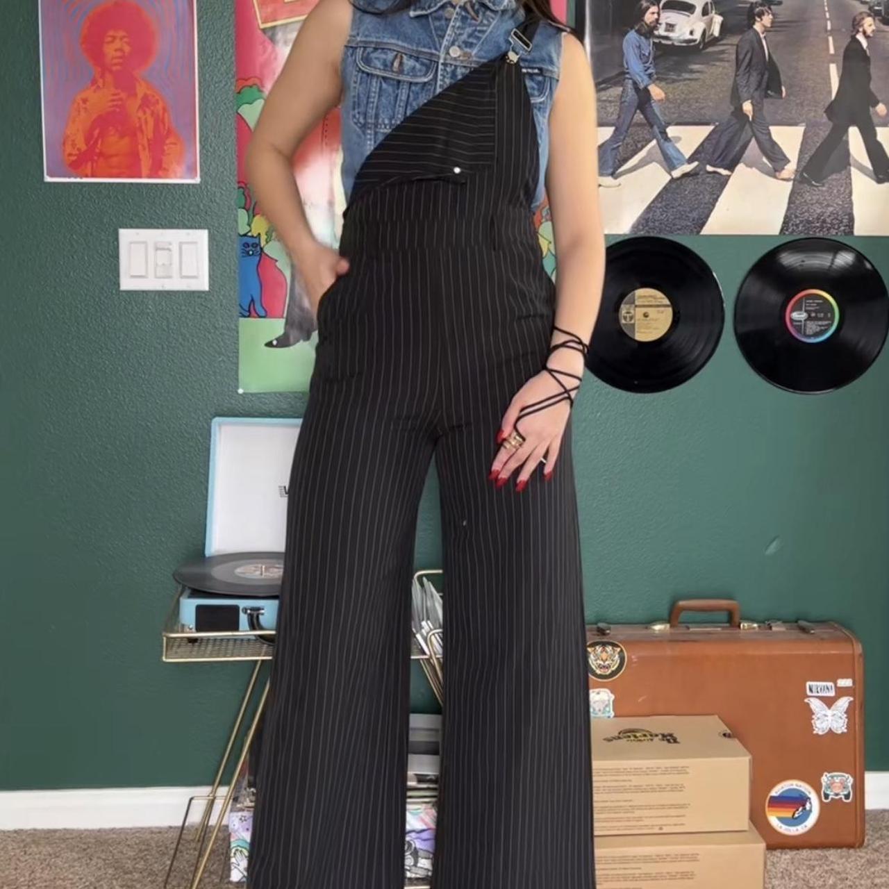 Princess Polly Women's Black Dungareesoveralls Depop