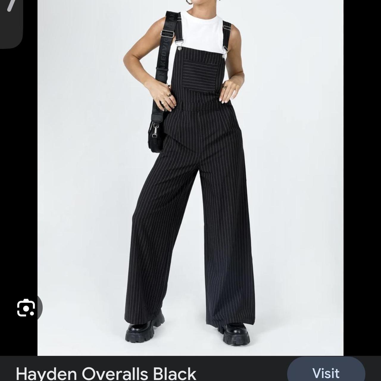 Princess Polly Women's Black Dungareesoveralls Depop