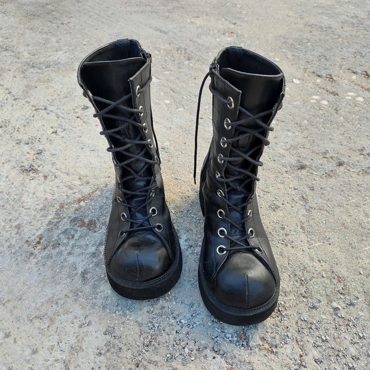 combs platform combat boot black