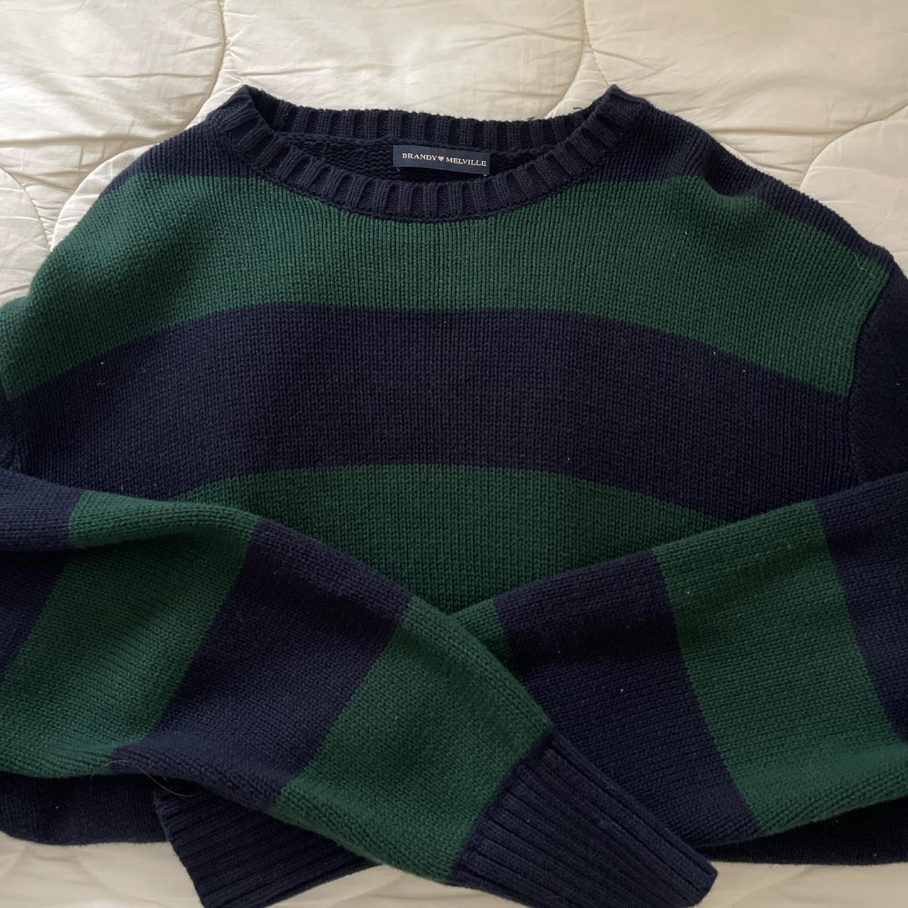 Brandy Melville Striped Sweater Green And Black Depop