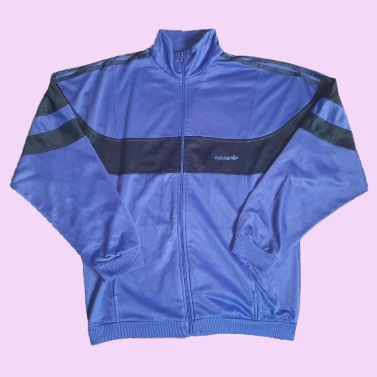 Purple/blue Vintage Adidas Track Jacket Size:... - Depop