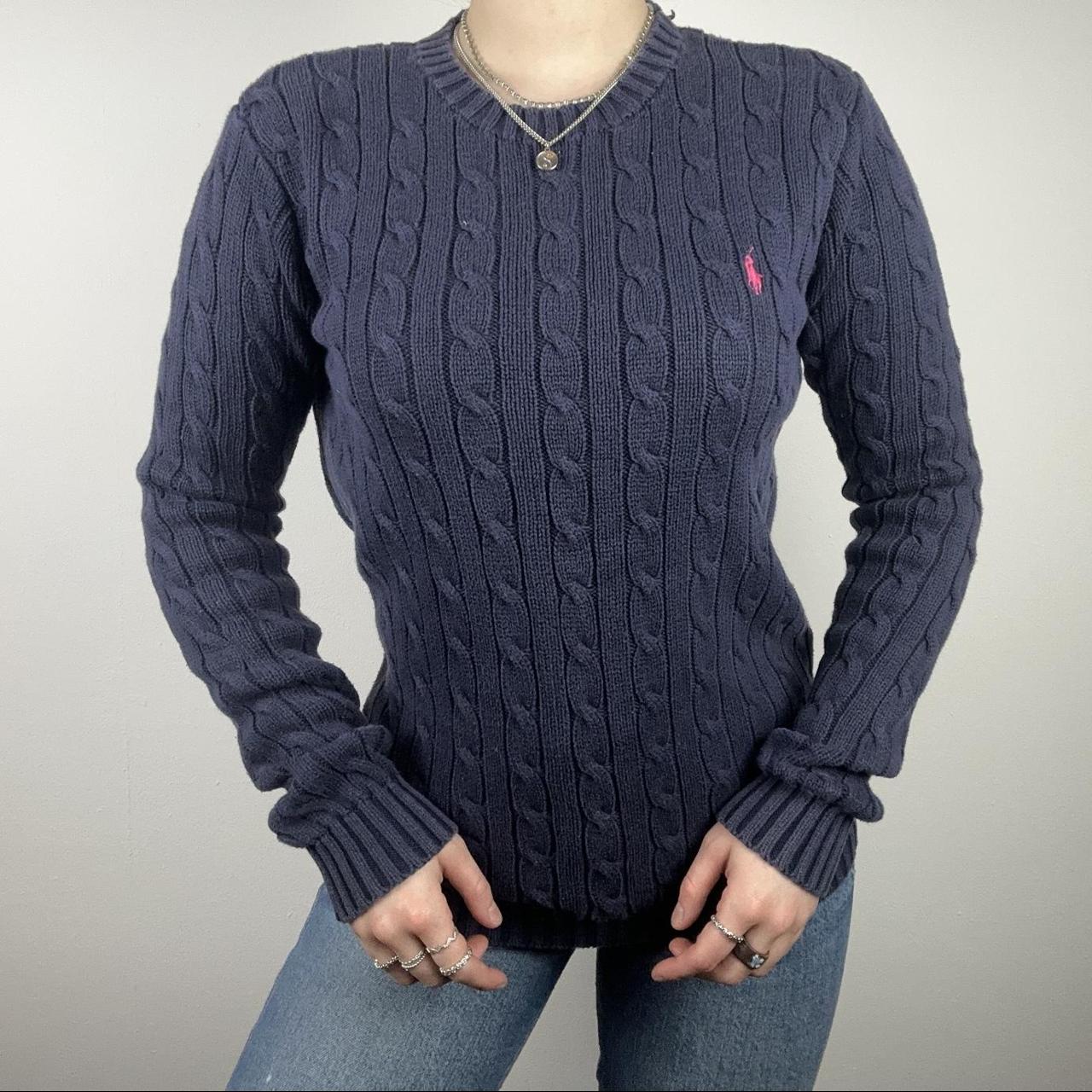 Ralph Lauren Women's Navy and Red Jumper | Depop