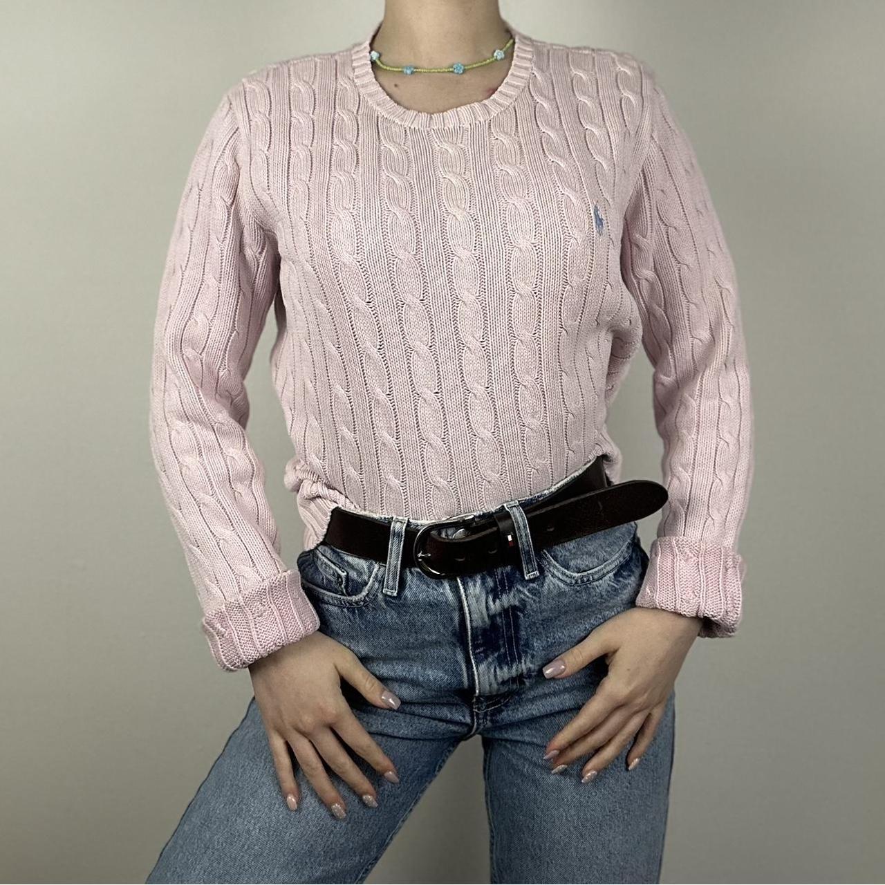 Ralph Lauren Baby Pink Cable Knit Jumper Size... Depop