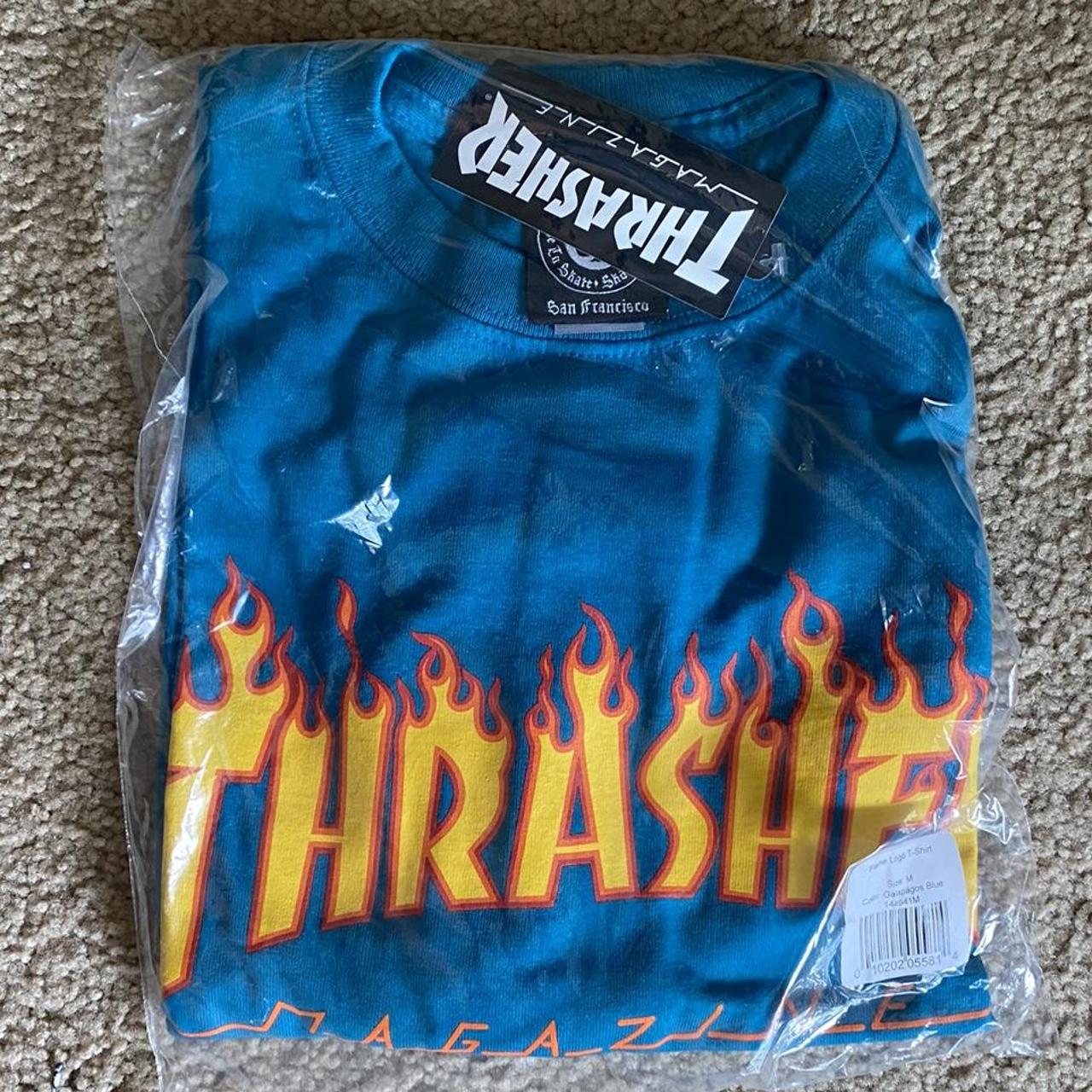 Thrasher Men's Blue and Green T-shirt | Depop