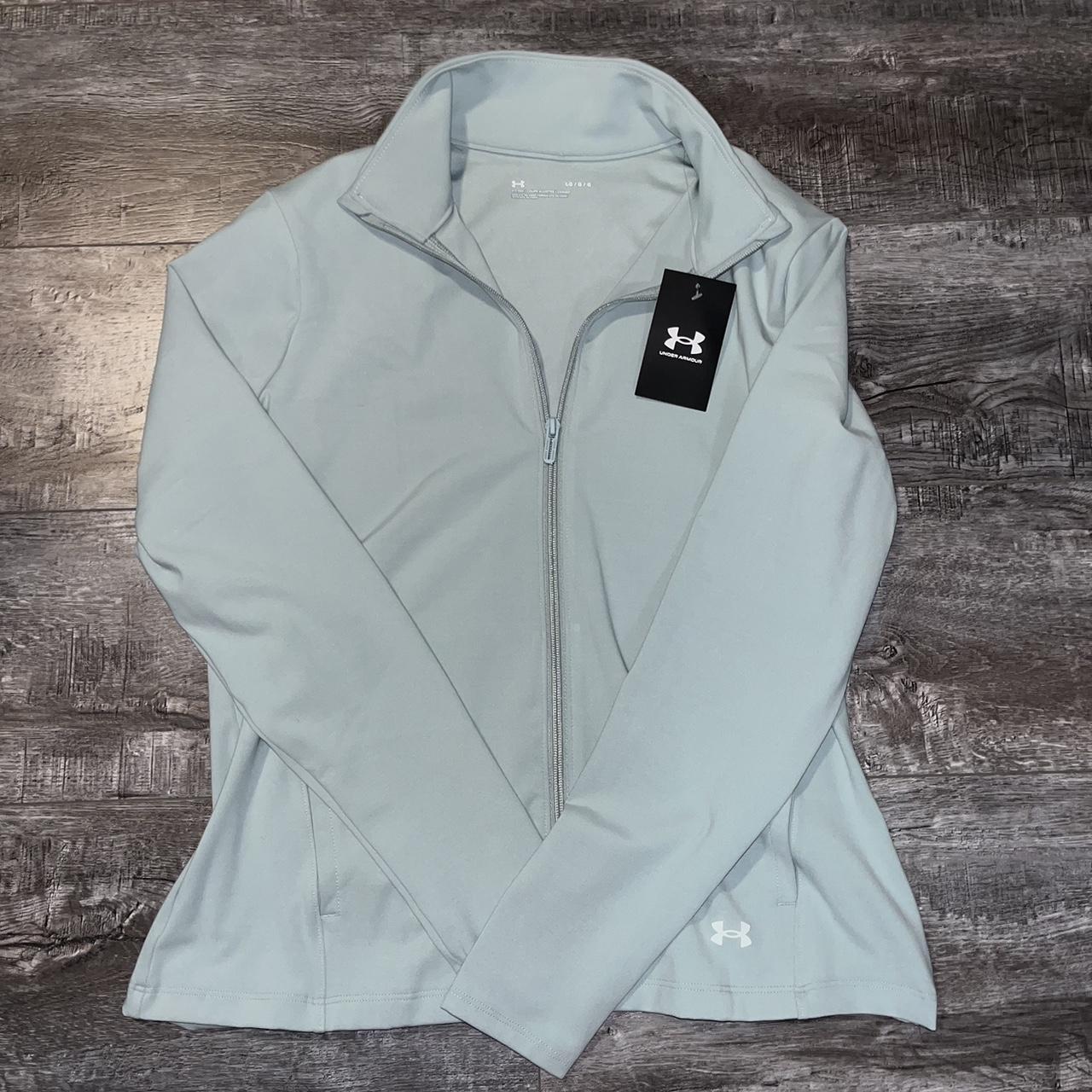 under armour light blue jacket. size, L never worn,... - Depop