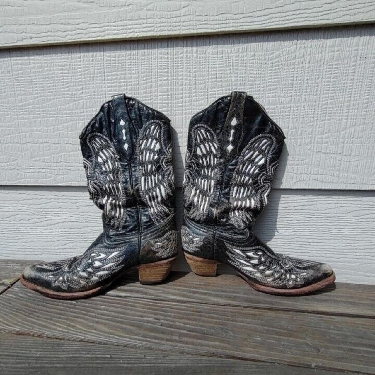 Corral Boots Black and White Boots Depop