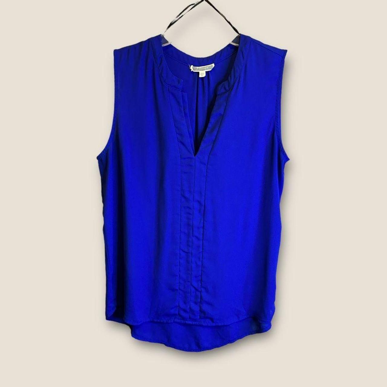 Nordstrom Pleione Royal Blue V-Neck Tank Top Blouse... - Depop