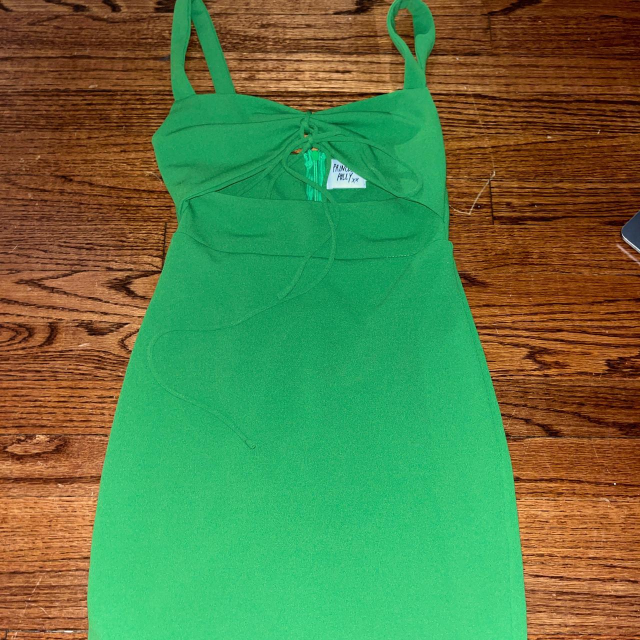 Green princess Polly mini dress with cutout - Depop