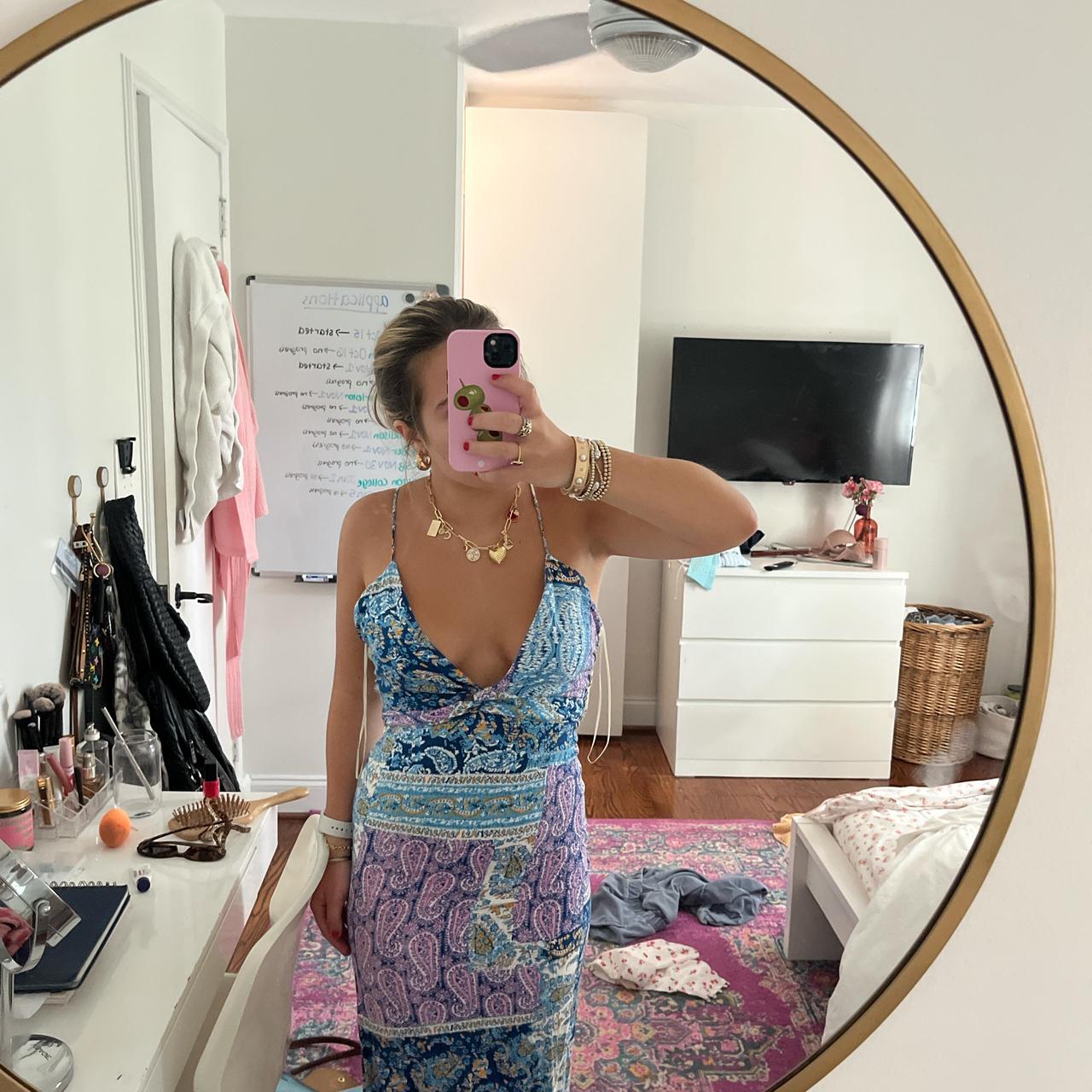 Zara Blue and pink paisley maxi Never