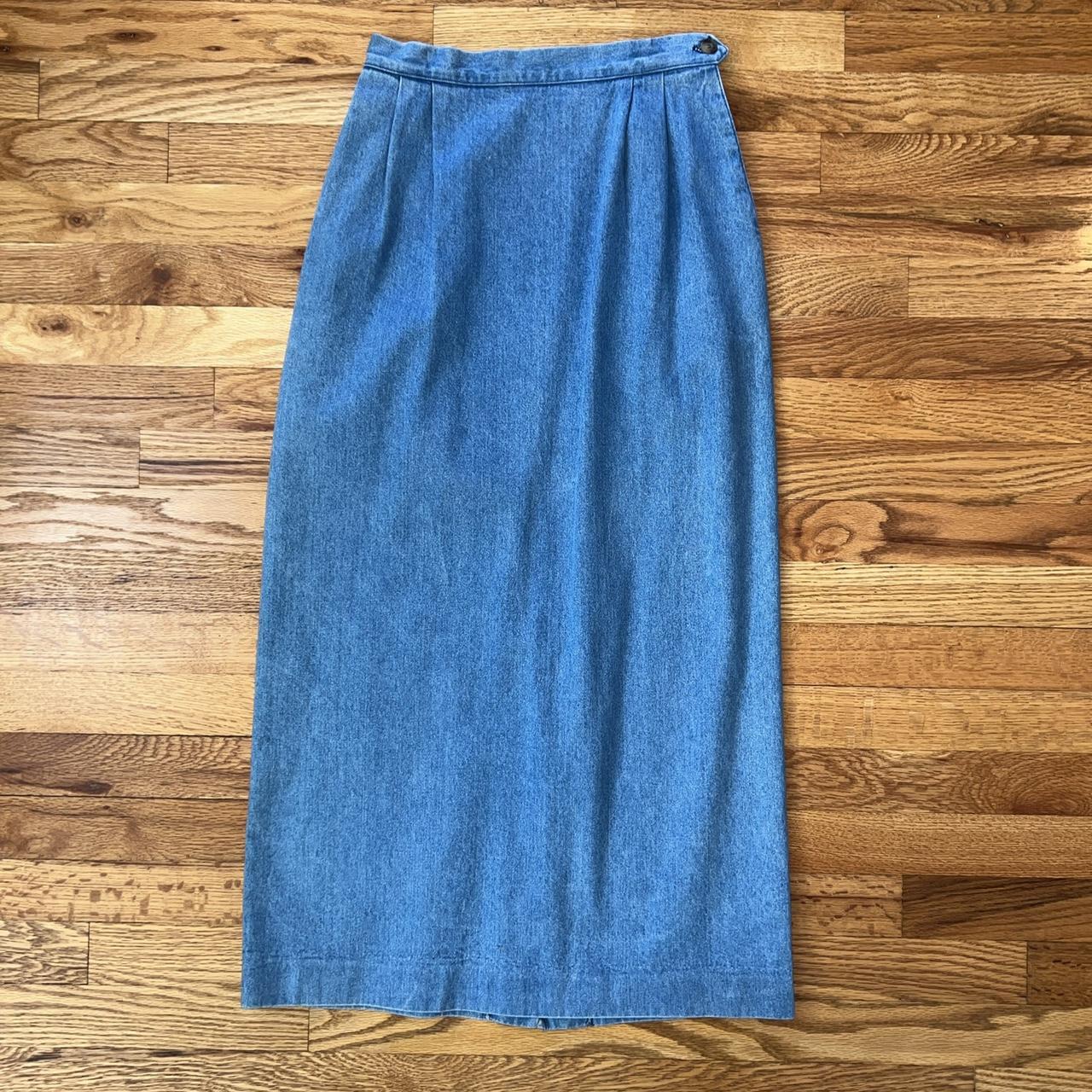 Vintage 90s Light Denim Skirt Long Straight Maxi... - Depop