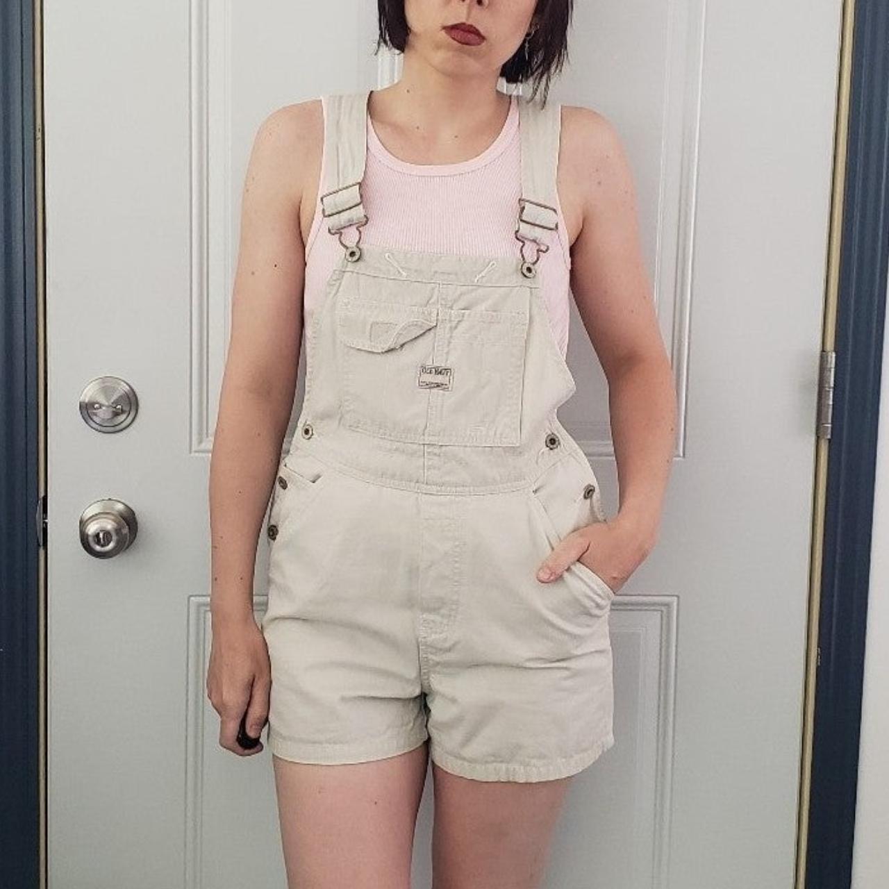 Old Navy Women's Cream Dungareesoveralls Depop