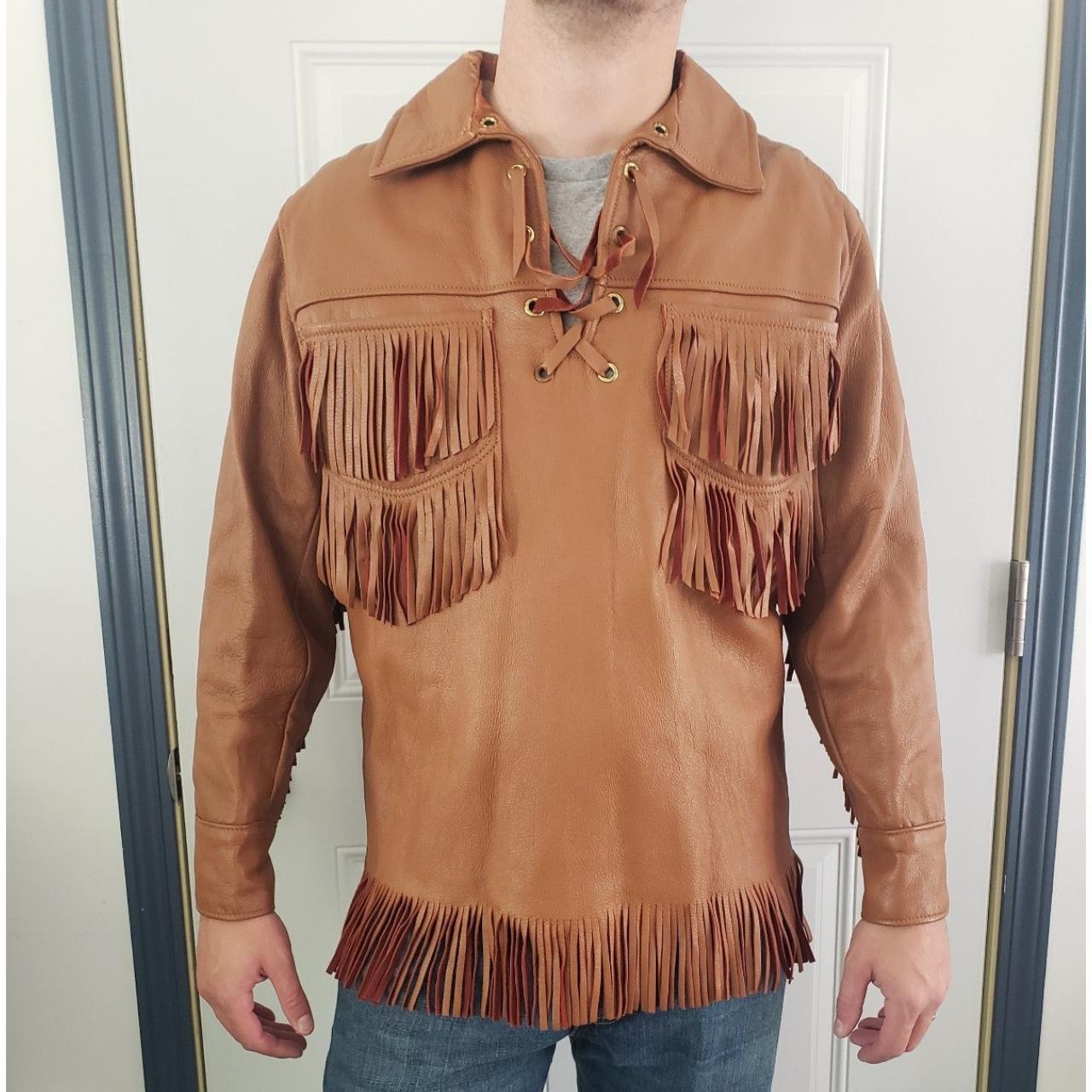 70s Deerskin Leather Pullover with Fringe, This...