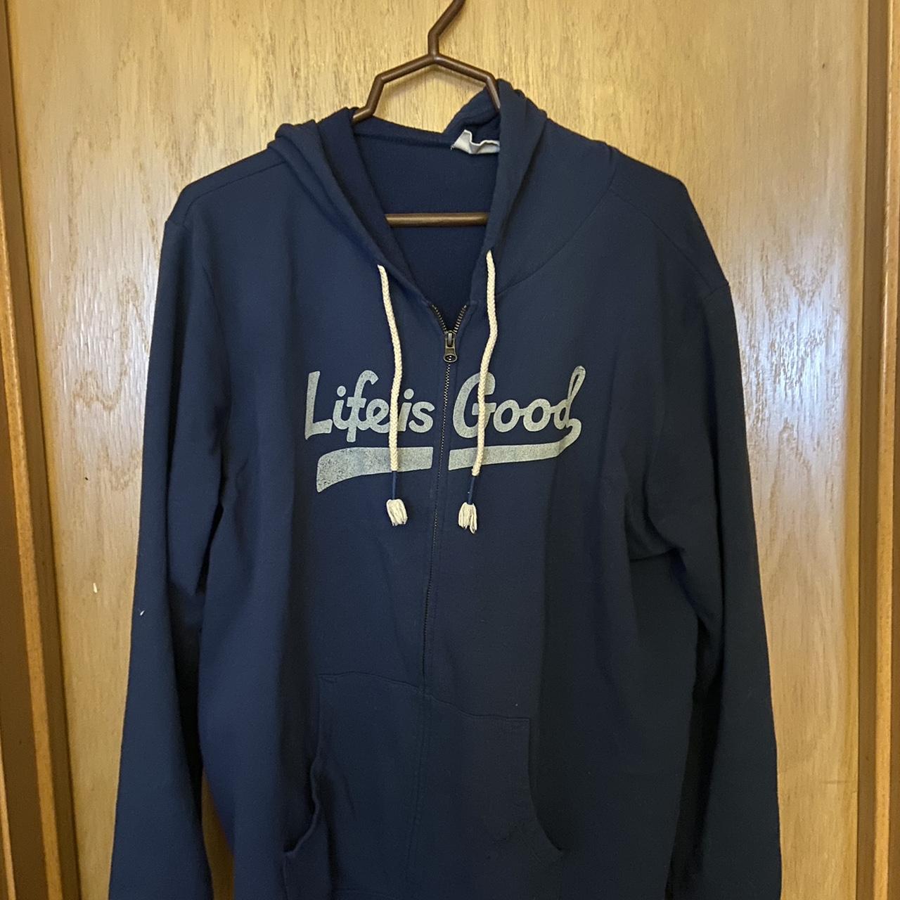 Life is Good Women's Navy Hoodie Depop
