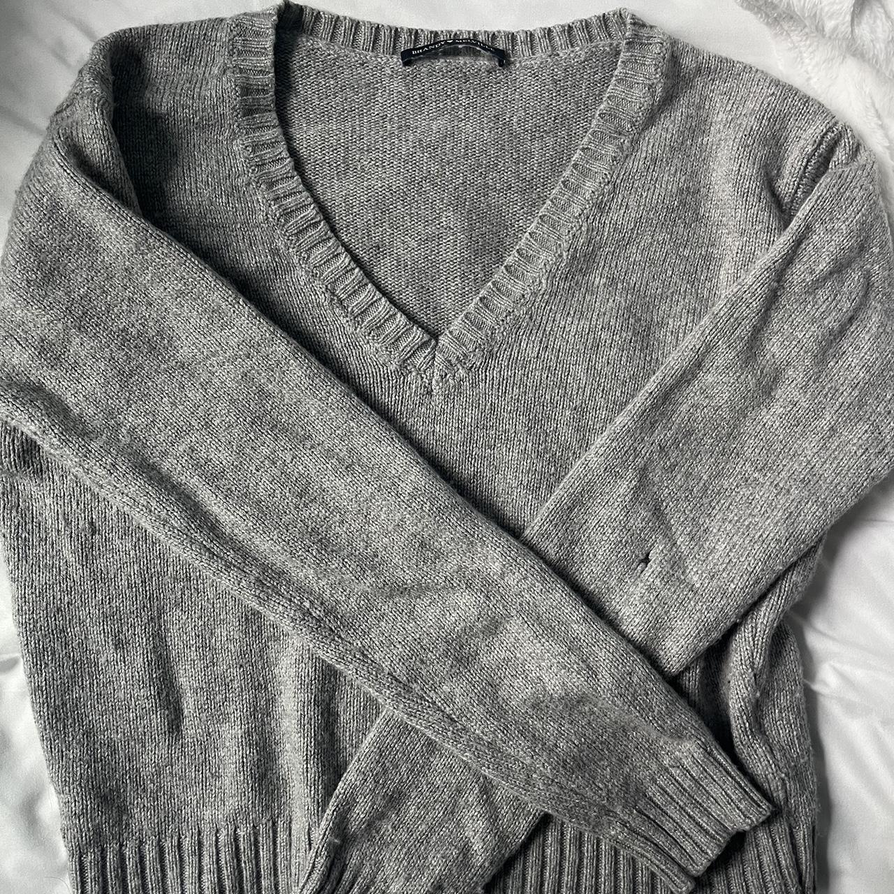 grey brandy melville sweater ! cute detailing on the... - Depop