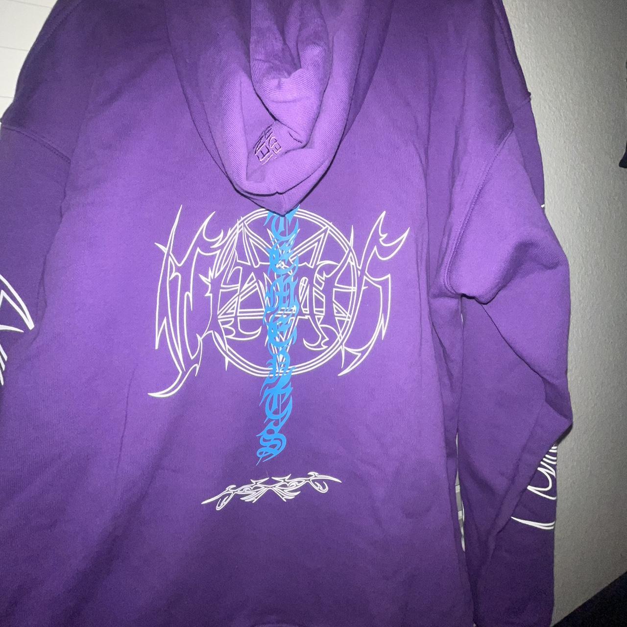 vetements purple vital existence hoodie • small... - Depop